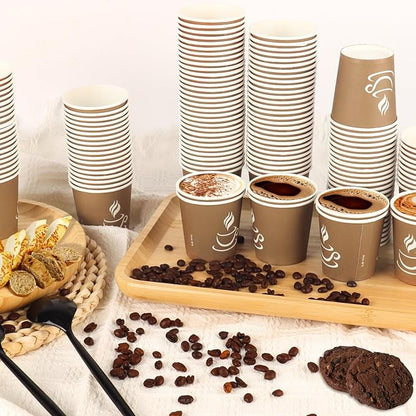 4 oz Paper Coffee Cups - 500 Pack Paper Espresso Cups, Disposable Coffee Cup, Small Paper Cup for Hot or Cold Beverage, Espresso, Capucino for Party, Picnic, Home, Office and Business (Brown)