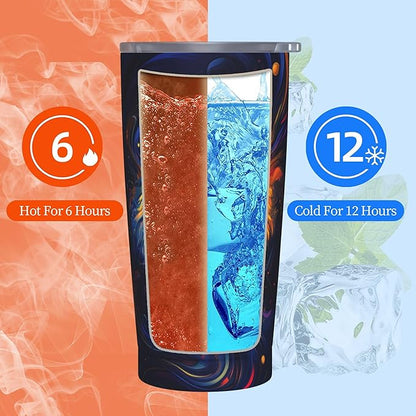 Tiger Tumbler with Lid and Straw 20oz Coffee Tumblers Leakproof Stainless Steel Travel Mug Vacuum Insulated Cup for Iced and Hot