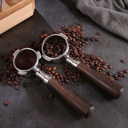 54mm Bottomless Portafilter with Double Shot Filter Basket & Wood Handle for Breville Barista Express Impress, Barista Touch Impress, Barista Pro, Infuser, Duo-Tem Pro, Bambino Plus Espresso Machine