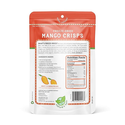 Nature’s Turn Freeze-Dried Fruit Snacks, Mango Crisps, Pack of 2 (1.2 oz Each)