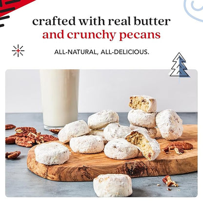 David’s Cookies Winter Wonderland Butter Pecan Meltaway Cookies Tin - Delicious Butter Cookies with Crunchy Pecans - Soft & Melt In Your Mouth Flavorful Cookies, Gourmet Holiday Food Gift Basket 16oz