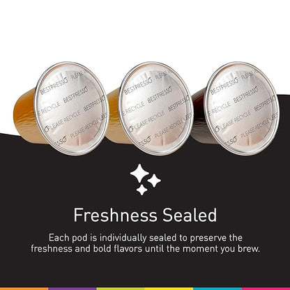 Bestpresso Coffee for Nespresso Original Machine 120 Aluminum pods Certified Genuine Espresso Variety Pack Caramel,Vanilla and Chocolate