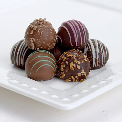 CRAVINGS BY ZOE Happy Birthday Chocolate Truffles Gift Box | 16 Count | Assorted Gourmet Milk & Dark Chocolate Candy Food Gift Basket | Birthday Gifts for Women & Men Mom Dad Kid Him Her Adult Family