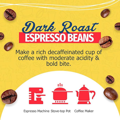 Café Aroma Decaf Dark Roast Espresso Ground Coffee, Authentic Cuban Style Coffee, Vacuum Sealed, 8.8oz, Perfect for Hot and Iced Coffee, 24-Pack