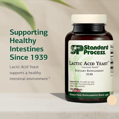 Standard Process Lactic Acid Yeast - Dietary Supplement for Digestive Health & Gut Support - Non-Soy & Vegetarian - 100 Wafers