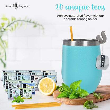 Organic Gift Set with Portable Kettle - 36 Piece Gift for Tea Lovers - Includes Insulated Mug, Assorted Organic Teas, Honey Sticks & Accessories - Ultimate Brewing Experience