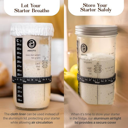 Complete Sourdough Supplies with 9" Round Banneton Proofing Basket and 24oz Starter Jar - Beginner-Friendly Sourdough Bread Kit and Baking Gifts for Women, Men, and Bread Bakers