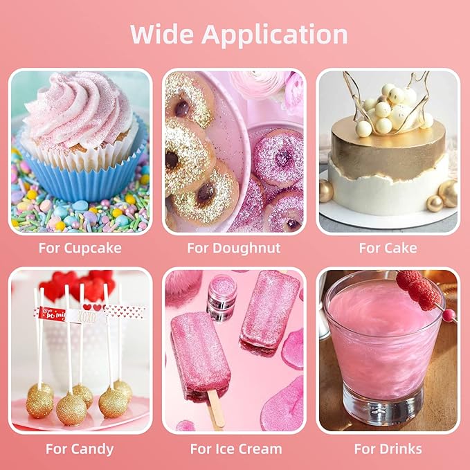 Edible Glitter Spray - 3/4oz Luster Dust Edible Food Grade Glitter Shimmer Dust Powder for Cocktails, Drinks, Cake Decorating - Metallic Food Coloring Powder for Wine, Candy, Cookie, Icing (Rose Gold)
