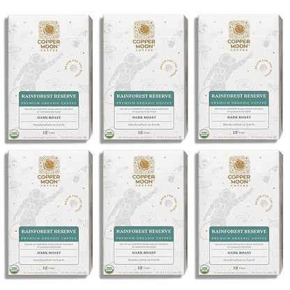 Copper Moon Single Serve Coffee Pods for Keurig K-Cup Brewers, Dark Roast, Rainforest Reserve Blend, 72 Count