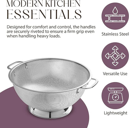 Bellemain Micro-perforated Stainless Steel Colander-Dishwasher Safe (3 QT and 5 QT)