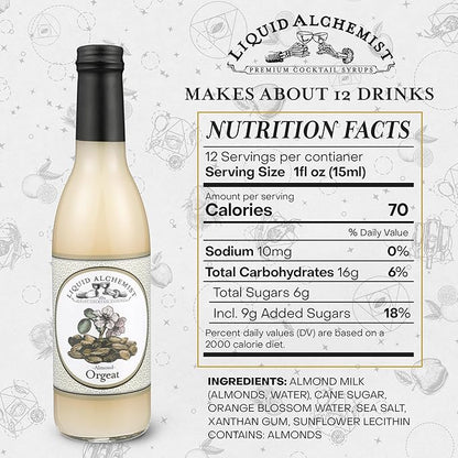 Liquid Alchemist Orgeat Syrup for Cocktails - Real Ingredients Make Our Almond Syrup the Perfect Mai Tai Mix - Non-GMO, Gluten Free & Vegan (12 oz)