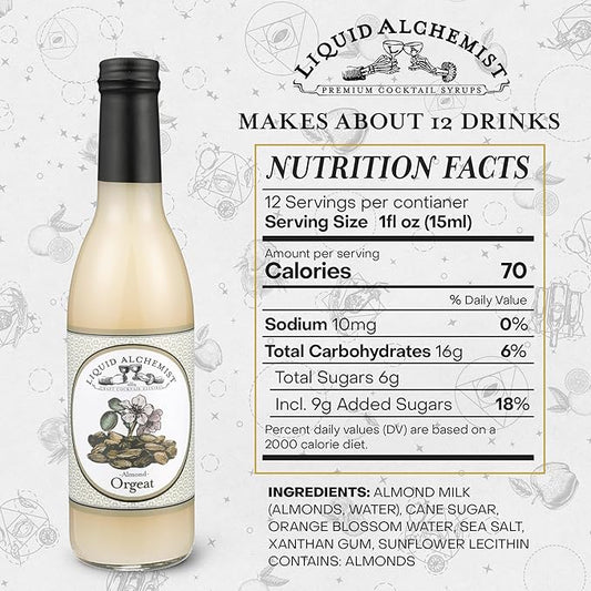 Liquid Alchemist Orgeat Syrup for Cocktails - Real Ingredients Make Our Almond Syrup the Perfect Mai Tai Mix - Non-GMO, Gluten Free & Vegan (12 oz)