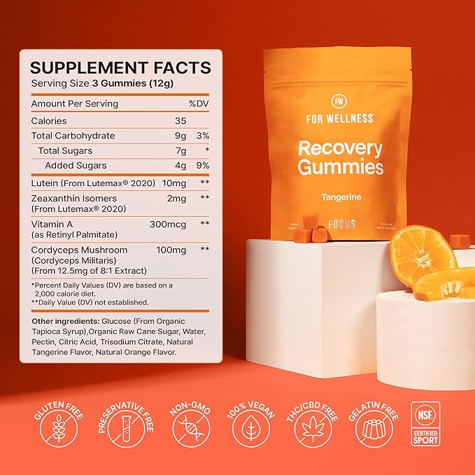 First-of-Its-Kind Eye Health & Focus Gummies with Lutein, Zeaxanthin, Cordyceps & Vitamin A | Vision, Brain Support, Memory, Sleep & Stress Relief | Blue Light Protection | Vegan, Gluten-Free - 30pc