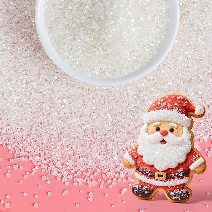 Christmas Edible White Sprinkles,Edible Sanding Sugar Crystals for Cake Decorating,150g/5.3oz,Sprinkle Mix for Cookies,Ice Cream,Fondant Cake,Caramel Apples,Cupcakes,Desserts,White Sugar Sprinkles