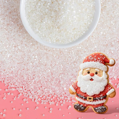 Christmas Edible White Sprinkles,Edible Sanding Sugar Crystals for Cake Decorating,150g/5.3oz,Sprinkle Mix for Cookies,Ice Cream,Fondant Cake,Caramel Apples,Cupcakes,Desserts,White Sugar Sprinkles