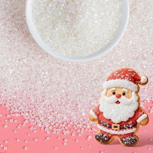 Christmas Edible White Sprinkles,Edible Sanding Sugar Crystals for Cake Decorating,150g/5.3oz,Sprinkle Mix for Cookies,Ice Cream,Fondant Cake,Caramel Apples,Cupcakes,Desserts,White Sugar Sprinkles
