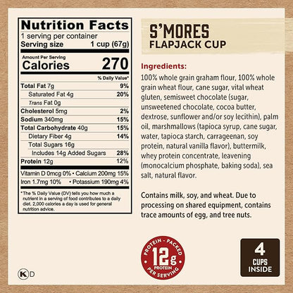 Kodiak Cakes Protein Pancake On The Go Flapjack Cups Mix; Buttermilk, Chocolate Chip, & S’mores Variety Pack