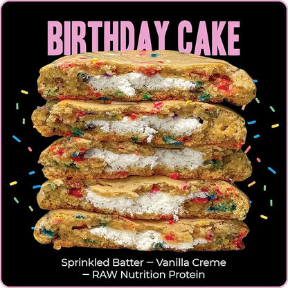 My Cookie Dealer Protein Cookies, Birthday Cake (4oz, Pack of 12) - 18g Protein per Cookie - Individually Wrapped Workout Snacks for On-The-Go Travel