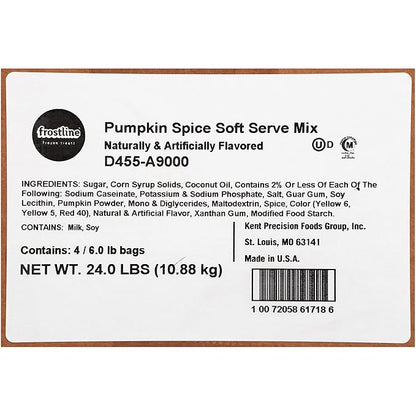 Frostline Pumpkin Spice Soft Serve Ice Cream Mix | Lactose & Gluten Free Mix | Use Blender, Countertop Ice Cream Maker, Soft Serve Machine and More | Add Water, Dairy or Dairy Alternative | 6 lb Bag