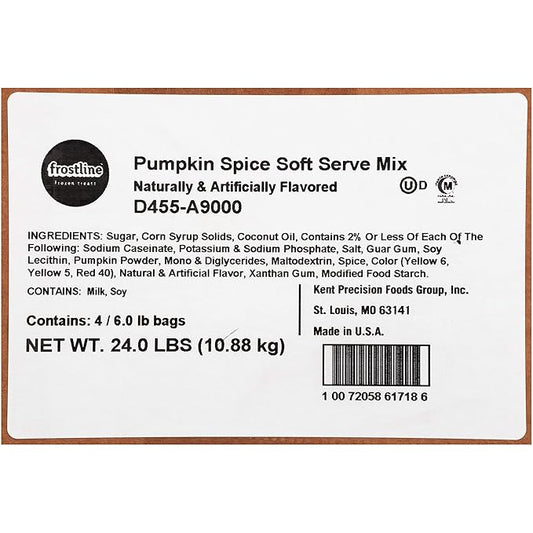 Frostline Pumpkin Spice Soft Serve Ice Cream Mix | Lactose & Gluten Free Mix | Use Blender, Countertop Ice Cream Maker, Soft Serve Machine and More | Add Water, Dairy or Dairy Alternative | 6 lb Bag