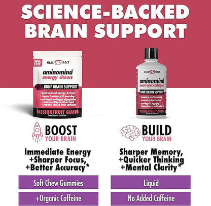 HEALTH DIRECT - AminoMind Energy Chews - Passionfruit Guava - 56 Chews - Optimal Cognitive Function