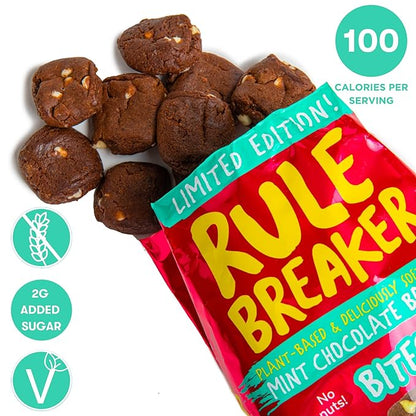 Rule Breaker Vegan & Gluten-Free Cookies | Mint Chocolate Brownie Bites |Plant-Based, Dairy, Nut, Soy, Allergen Free, Kosher | Soft-Baked School Snacks for Kids and Adults (Pack of 3)