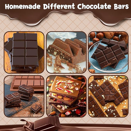 9 in 1 Silicone Break Apart Chocolate Bar Mold with Plastic Bags and Thanks for the stickers,Non Stick Homemade Protein and Energy Bar Mould - 113pcs