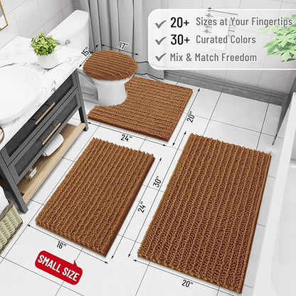 Arotive Luxury Chenille Bathroom Rug Mat, Extra Soft Thick Absorbent Shaggy Bath Rugs, Non-Slip Machine Wash Dry, Plush Bath Mats for Bathroom, Shower and Tub, 47x24, Ochre