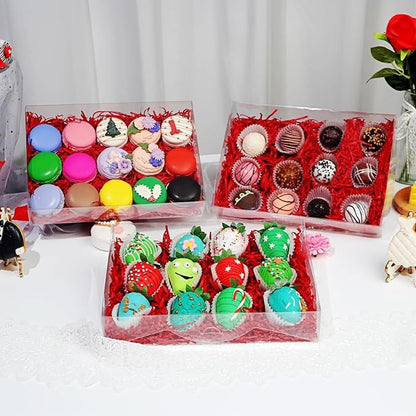 20PCS 10x7x2 inches Clear Bakery Boxes Strawberry, Cookie, Macaron & Gift Boxes for Party Favors