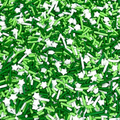 Manvscakes Sprinkles- Edible Cake and Cupcake Sprinkles with Assorted Shapes and Sizes for Parties, Metallic Sprinkle Mix for Cookies, Ice Cream, Cake and Cupcake Decorating, 4 oz (Green and Silver)