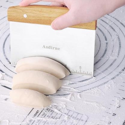 Dough Cutter, Dough Scraper with Wooden Handle and Food Grade Stainless Steel Blade, Pastry Scraper, 15CM, 2Pcs