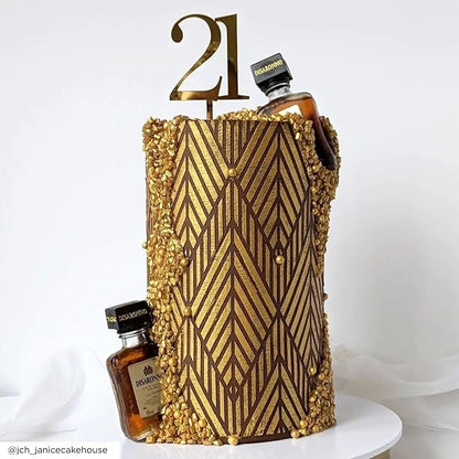 Cake Baking Stencil - Seamless Delicate Pattern for Decorating Tall Double Barrel Cake to Use with Buttercream, Royal Icing, Ganache, Paint, Airbrush (CHEVI)