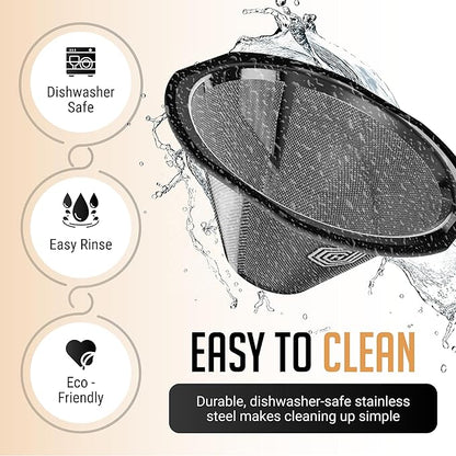 HEXNUB Reusable Coffee Filter for Kalita Wave 185 and OXO 8 Cup Coffee Makers, Stainless Steel Mesh, Durable Metal Filter for Sustainable Brewing – No more Paper Filters