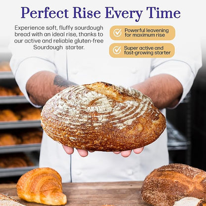 Gluten Free Sourdough Starter - 100+ Year Old Dehydrated Heirloom Style Sourdough Starter Kit for Sourdough Bread, Pizza, Buns, Pancakes, Muffins | Easy to Use | Beginner Friendly
