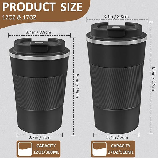 4 Pack Insulated Coffee Mug with Lid 17oz Travel Coffee Tumbler Stainless Steel Reusable Coffee Cups Thermal Coffee Mug for Hot and Iced Cold Drinks, Multicolor
