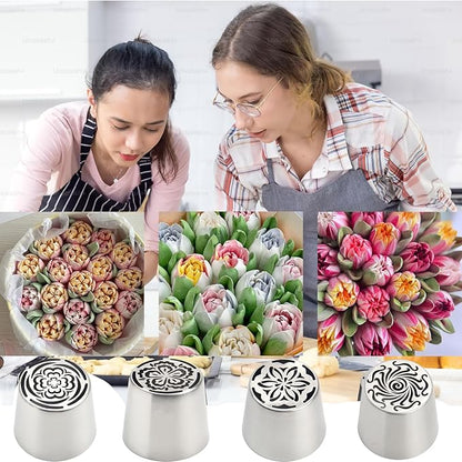Extra Large Russian Piping Tips Cake Decorating Kit for Buttercream Roses 3D Floral Designs Baker Tools for Wedding Birthday Cakes Cupcakes Cookies