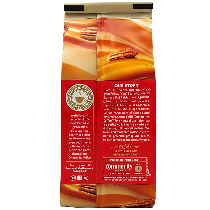 Community Coffee Southern Pecan Praline Flavored 12 Ounce, Medium Roast Ground, 12 Ounce (Pack of 1)