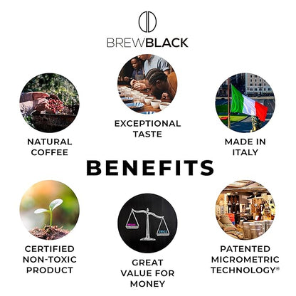 BrewBlack Intenso Coffee Capsules - 120 Aluminum Coffee Pods Compatible with Nespresso Original line, Dark Roast - Intensity 11/12, Made in Italy
