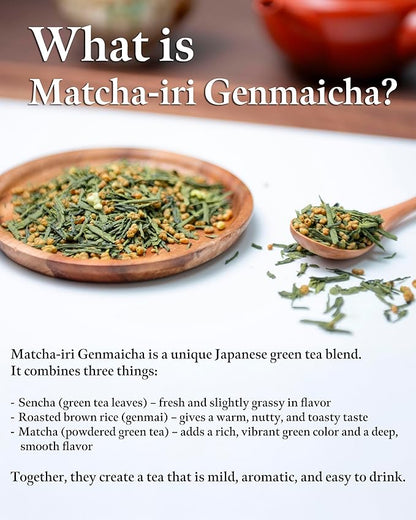 SUMIRE Japanese Genmaicha Brown Rice Green Tea, matcha Blend, Nutty Flavor