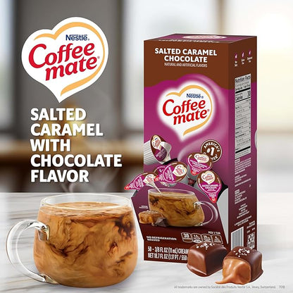 Nestle Coffee mate Coffee Creamer, Salted Caramel Chocolate, Liquid Creamer Singles, Non Dairy, No Refrigeration, 0.375 fl oz Tubs (Pack of 200)