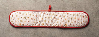 Maison d' Hermine Double Oven Mitts 100% Cotton 7"x35" Double Oven Mitt Heat Resistant BBQ Cooking Gloves with Loop, Baking, Grilling, Home, Kitchen, Handling Hot Pans (Crystal Star)