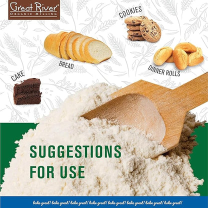 Great River Milling Lily White Organic All-Purpose Flour | Unbleached & Unbromated | Non-GMO, Kosher | Ideal for Bread, Cookies, Cakes, Pizza Dough & Everyday Baking | 50 Lb
