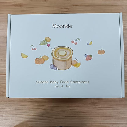 Moonkie Silicone Baby Food Containers | 8oz/4 oz Baby Food Storage Jars with Airtight Lids and A Snack Cup Lid | Freezer,Microwave and Dishwasher Safe, Reusable Baby Food Jars for Infant & Toddler