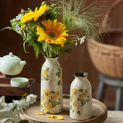 Autumn Ceramic Vase Set of 3, Farmhouse Decor Home Ceramic Vases for Your Kitchen Bedroom Living Room Bathroom & Shelf Centerpiece Table Decorations (H 9.5" + H7.7 + H5.9)