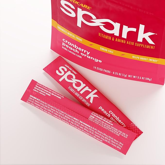 AdvoCare Spark - Energy Drink Mix - Vitamin & Amino Acid Supplement - Supports Energy & Focus* - Portable Immune Support* - Sugar-Free - Cranberry Peach Orange, 14 Stick Packs (3.5 oz)