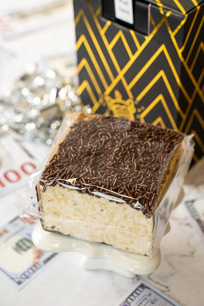 Luxe Billionaire Birthday Gift Box by Send A Cake – Music Box with Shooting Birthday Bills, Sweet Caramels & 3" Chocolate Sprinkle Crispy Cake – Ready-to-Gift, No Assembly, Gift for Women, Men & Kids