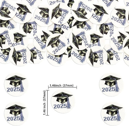 Gyufise 48Pcs Edible 2025 Graduation Cap Cupcake Toppers Wafer Paper Class of 2025 Grad Cap Cupcake Picks for 2025 Graduation Theme Party Cake Decorations Supplies Purple