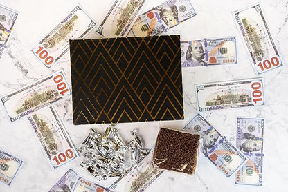 Luxe Billionaire Birthday Gift Box by Send A Cake – Music Box with Shooting Birthday Bills, Sweet Caramels & 3" Chocolate Sprinkle Crispy Cake – Ready-to-Gift, No Assembly, Gift for Women, Men & Kids