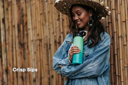 HYDRO CELL Stainless Steel Insulated Water Bottle with Straw - For Cold & Hot Drinks - Metal Vacuum Flask with Screw Cap and Modern Leakproof Sport Thermos for Adults (Mint/Green 18oz)