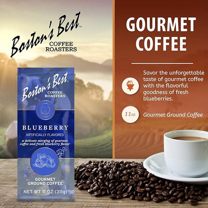 Boston’s Best Coffee - Blueberry Flavored Delicious Gourmet Premium Ground Coffee, 11 oz. / 311 g Bag